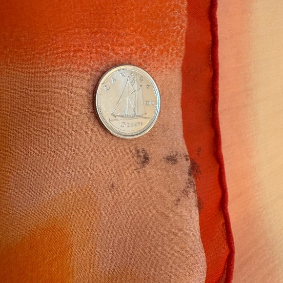 Vintage Sheer Floral Silk Scarf – Orange & Yellow Flowers - Picture 10 of 10